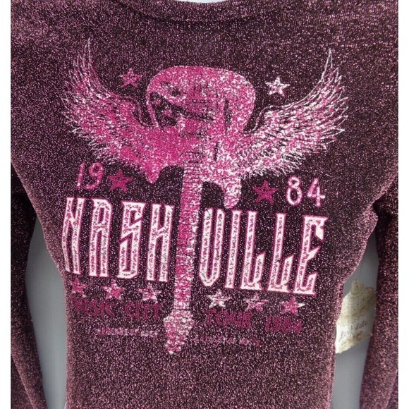 NWT!  Women's Sparkly Pink and Black NASHVILLE Top by altar'd state, Sz: XS - Picture 2 of 10